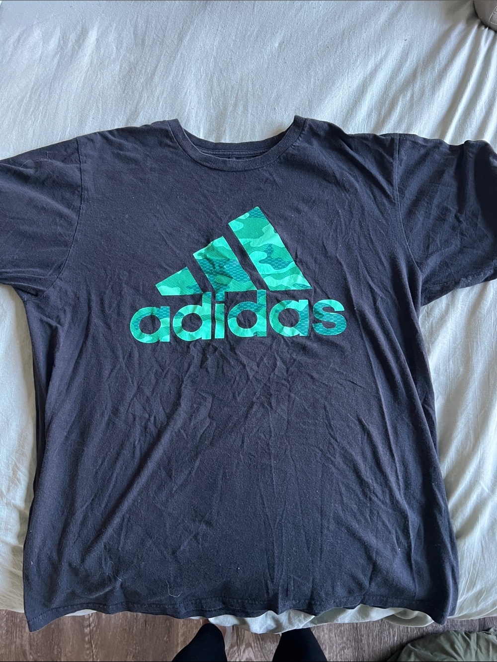 adidas Black Short-Sleeve Tee with Teal Logo